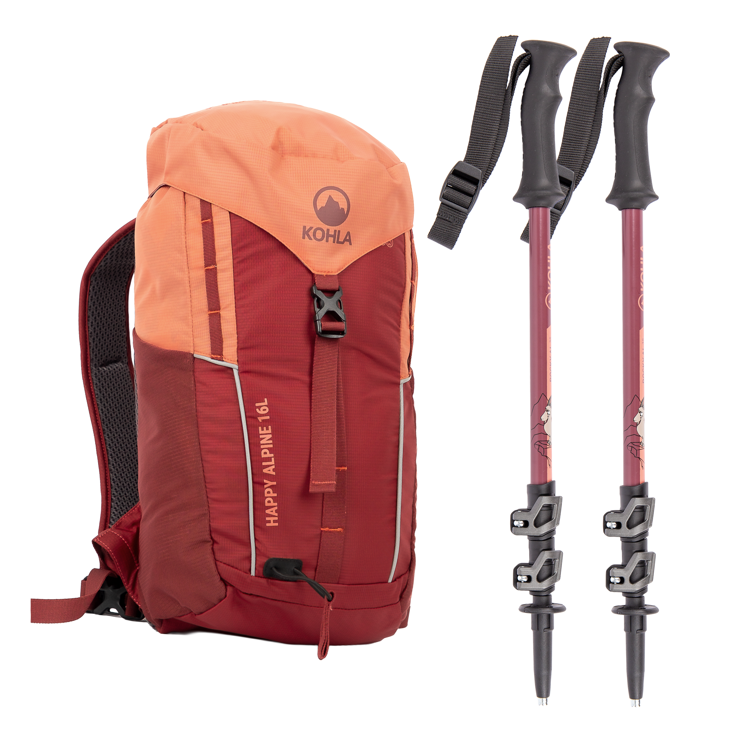 Set Happy Alpine 16L + Poles Rocky AL 3S